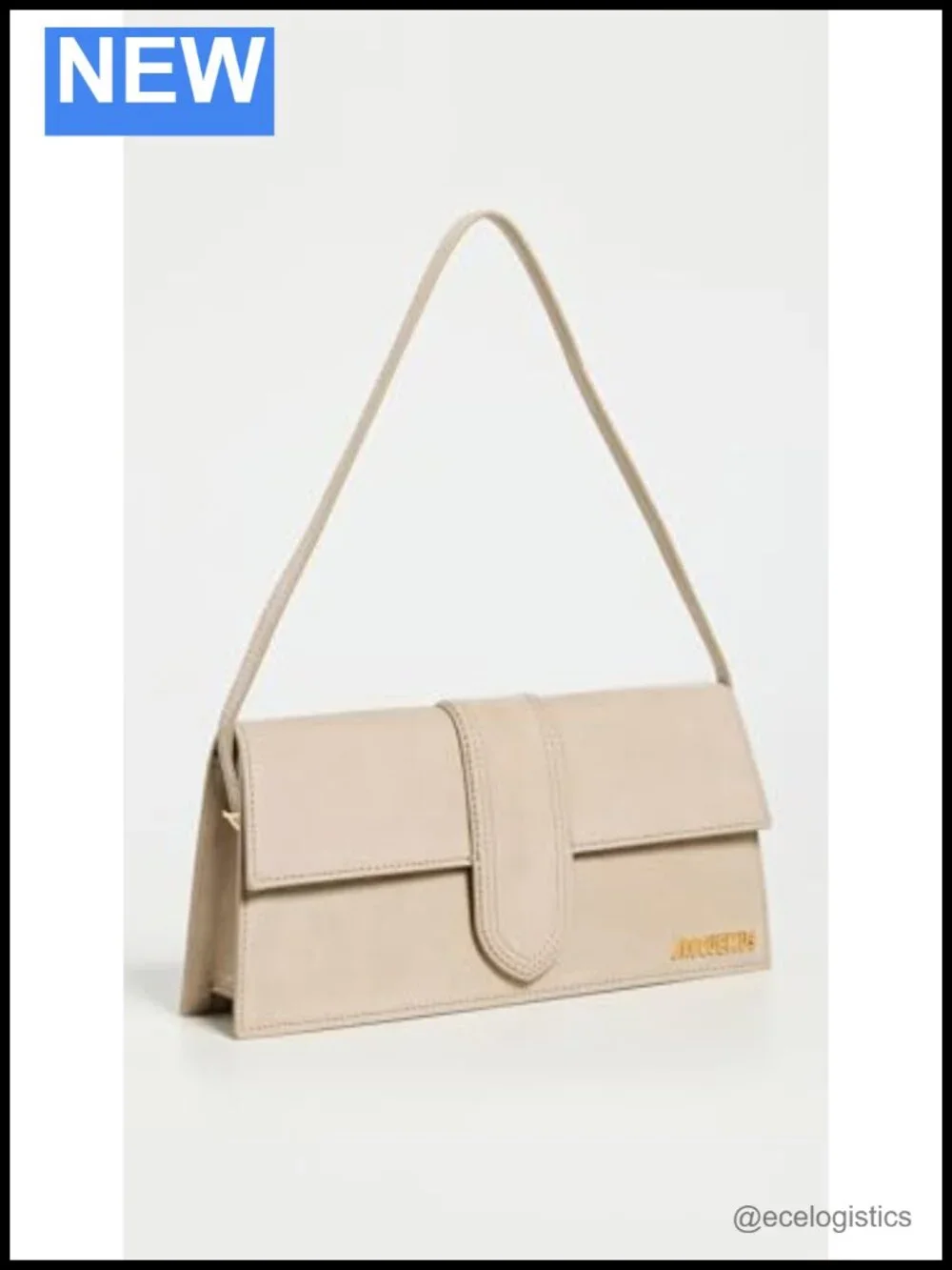 Jacquemus Le Bambino Long Bag Suede Hobo Shoulder Bag Gold Hardware